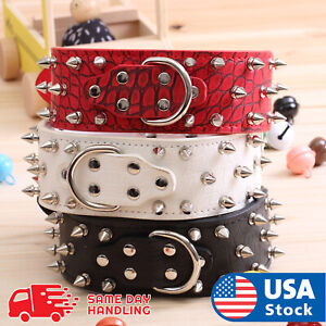 spiked Rivet dog collar Rivet FOR LARGE Dog / pitbull PU Faux Synthetic leather