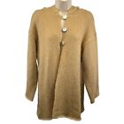 Soft Surroundings Cardigan Hoodie Long Sweater M Mohair Wool Hood Camel Button