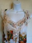 AMERICAN RAG WOMENS 1X IVORY FLORAL EMBROIDERED LACE RUFFLE TANK ELASTIC WAIST