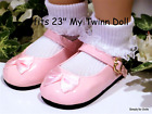 PINK Patent w/ Satin Bow MARY JANES DOLL SHOES fits 23