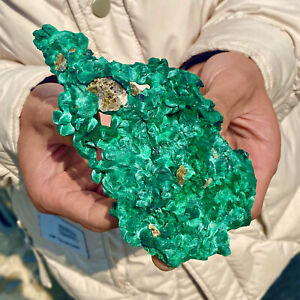 330G Natural Green Malachite Crystal Flaky Pattern Ore Specimen Quartz Healing
