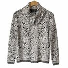 Magaschoni Silk Cashmere Cardigan Sweater Jacket Open Fold Over Collar Button