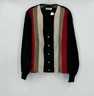 Mens Vintage Striped Mohair/Wool Suede Front Button Up Cardigan Sweater Sz XL