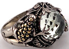 Robert Manse 18k 925 Silver Green Eyed Frogs Ring Unusual Size 8 004-048