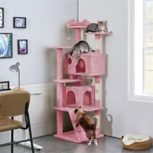 70in Multilevel Cat Tower Condo Furniture Scratching Post 2 Soft Dangling Balls