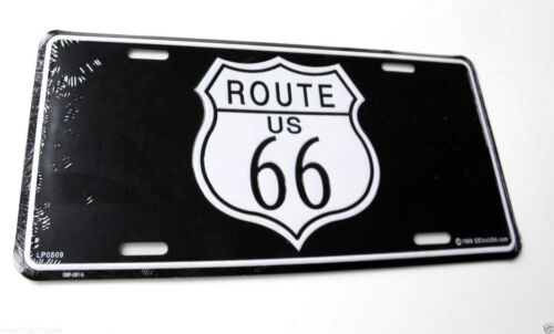 Route 66 Embossed Metal Enamel License Plate 6 x 12 inches standard auto size