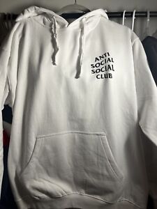 Anti Social Social Club Hoodie White Pullover Cotton Sweatshirt Men’s Size L