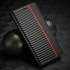 For iPhone 15 14 Pro Max 13 12 11 7 Carbon Fiber Leather Wallet Flip Stand Case