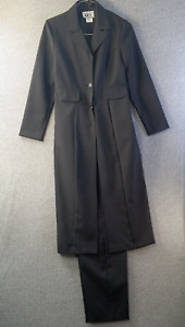 DBY LTD Pant Suit Women 9-10 Black Single 3 Button Long Jacket Flat Front