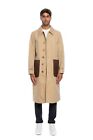 2450$ BURBERRY RUNWAY Cotton-Gabardine Honey Trench Coat with Leather Pockets