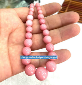 Natural 6-14mm Pink Rhodochrosite Quartz Crystal Bead Gemstone Necklace 18”