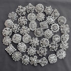 40 Brooch Lot Sliver Rhinestone Crystal Pin Wedding Bouquet DIY Kit Wholesale
