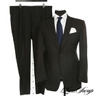 Canali Silver Label 1934 Exclusive Black Silk Blend Textured Self Stripe Suit 52