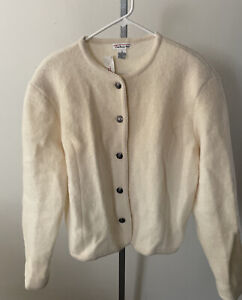 Talbots Ivory Vintage Wool Cardigan Sweater Sz 16 NWT