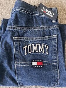 Tommy Hilfiger Baggy Jeans Men 34x32 Blue Wide Leg Hip Hop Skater NEW $99.50