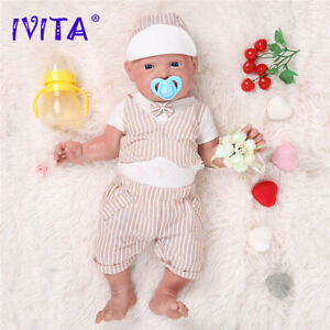 IVITA 23'' Full Body Silicone Reborn Doll Rooted Hair Baby Boy Can Take Pacifier