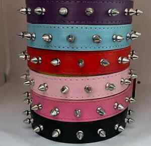 Vegan Leather Spiked Dog Collar Studded PU Leather Dog Collar XS to L Mulitcolor