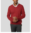 NWOT Hart Schaffner Marx Sweater Merino Wool Pullover Crimson Red V-Neck Size XL