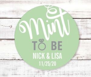 Mint To Be - Round Personalized Bridal  Wedding Shower Sticker Labels