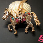 Hot Holiday gifts  Crystal Cute Color Pony Horse Animal Necklace Sweater Chain