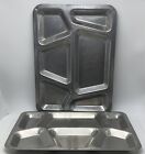 Vintage US Military USA USN Stainless Steel 6 Compartment Mess Hall Trays Pair