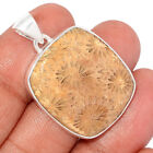 Natural Indonesian Fossil Coral 925 Sterling Silver Pendant BP191451