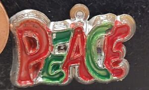 Vintage plastic chrome PEACE gumball charm prize jewelry