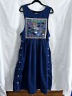 L.L Bean Vintage 90s Denim Overall Maxi Dress Jumper Womens Blue Size 14 Petite