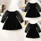 Baby Girls Long Sleeve Pullover Polka Dot Ruffled Dress Evening Party Gown Clubs