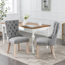 Modern Dining Chair Set Tufted Kitchen High Back Upholstered Room w/ Wood Leg