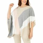 Calvin Klein Womens Colorblocked 3/4 Sleeve Poncho Sweater Plus Size 2X/3X