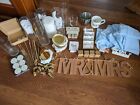 wedding items used candle holders, signs, place cards, signs, glass jars etc