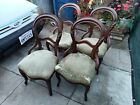 Set of 4 Victorian Carved Walnut Balloon Back Chairs, 1800s