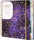 2023-2024 13 month planner weekly monthly with stickers constellations purple