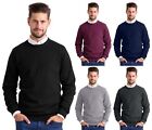 Mens Crew Neck Sweater Cotton Pullover Long Sleeve Knit Jumper NWT Round Neck