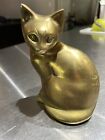 Vintage Brass Sitting Cat Sculpture Figurine