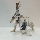 Papo Medieval White Knight Figure Riding Position 2007 Silver Gold Unicorn Crown