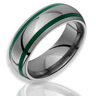 Titanium Green Acrylic Inlay Ring with Double Groove 7mm Polished Wedding Band