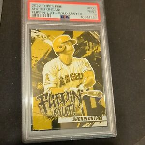 SHOHEI OHTANI PSA 9 2022 TOPPS FIRE #F07 FLIPPIN OUT GOLD MINTED ANGELS DODGERS