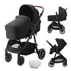 VEVOR Baby Infant Stroller Newborn with Bassinet Foldable Reversible Set Black
