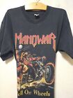 Vintage 90s Manowar Black Heavy Metal Music Band 97s Tour Concert t shirt Sz L