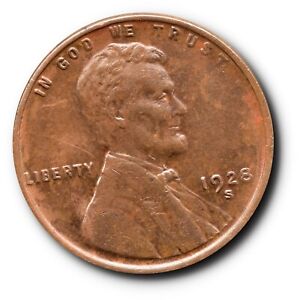1928-S Lincoln Cent 1C Extra Fine XF / AU