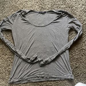 Brandy Melville Black And White Striped Long Sleeve Shirt OneSize