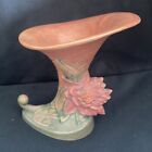 Vintage Roseville Pottery Pink Water Lily Cornucopia Vase Trumpet 6” Minty!