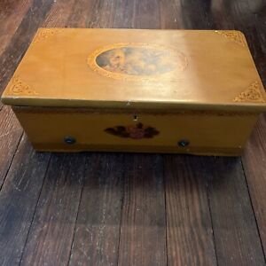 Antique Wooden 1900s Cylinder Music Box 14x7x5 Working W/Video