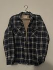 Wrangler Flannel Jacket Mens Medium Blue Plaid Sherpa Lined with 4 Pockets