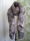 Indigo Silver Fox Fur Boa Scarf stole Wrap with tails 85