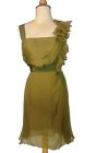 Vintage VALENTINO GARAVANI Rare2Find Green RufflePlissé 100%Silk Chiffon Dress 6