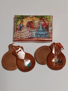 Pair Of Vintage Spanish  Percussion Instrument Castanets Solid Wood From Spain