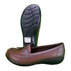 Clarks Ashland Bubble Brown/Multi Leather Slip On Comfort Shoes Women's 9.5XW